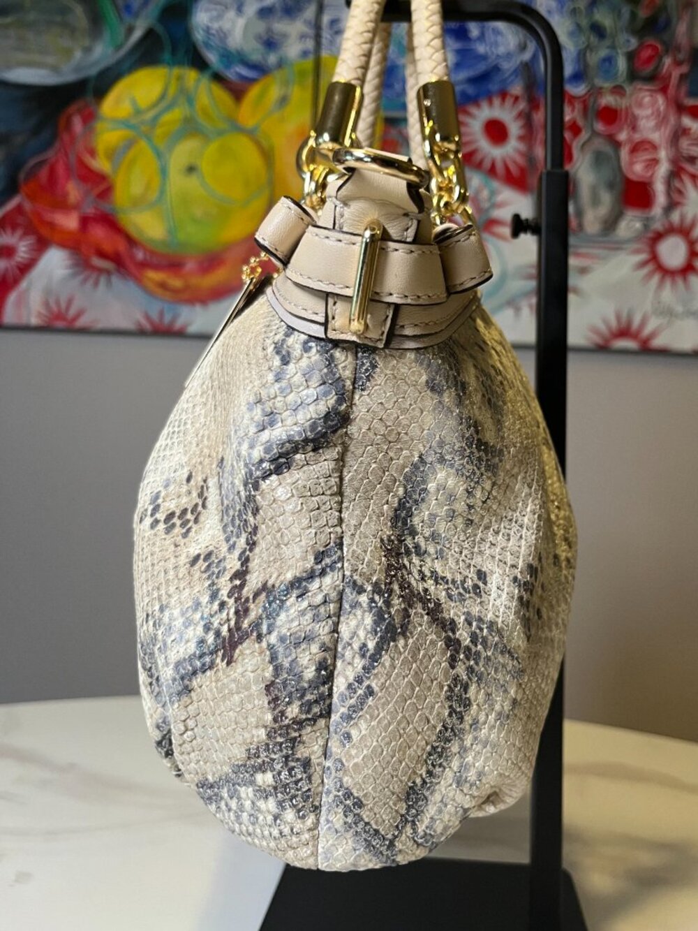 Coach Madison Lindsey Metallic Python Snakeskin Satchel Ivory + COA - Picture 6 of 16